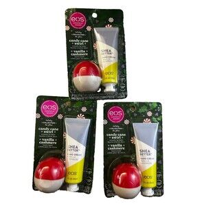 New eos 3 Pack Limited Edition Candy Cane Lip Balm & Vanilla Cashmere Hand Cream